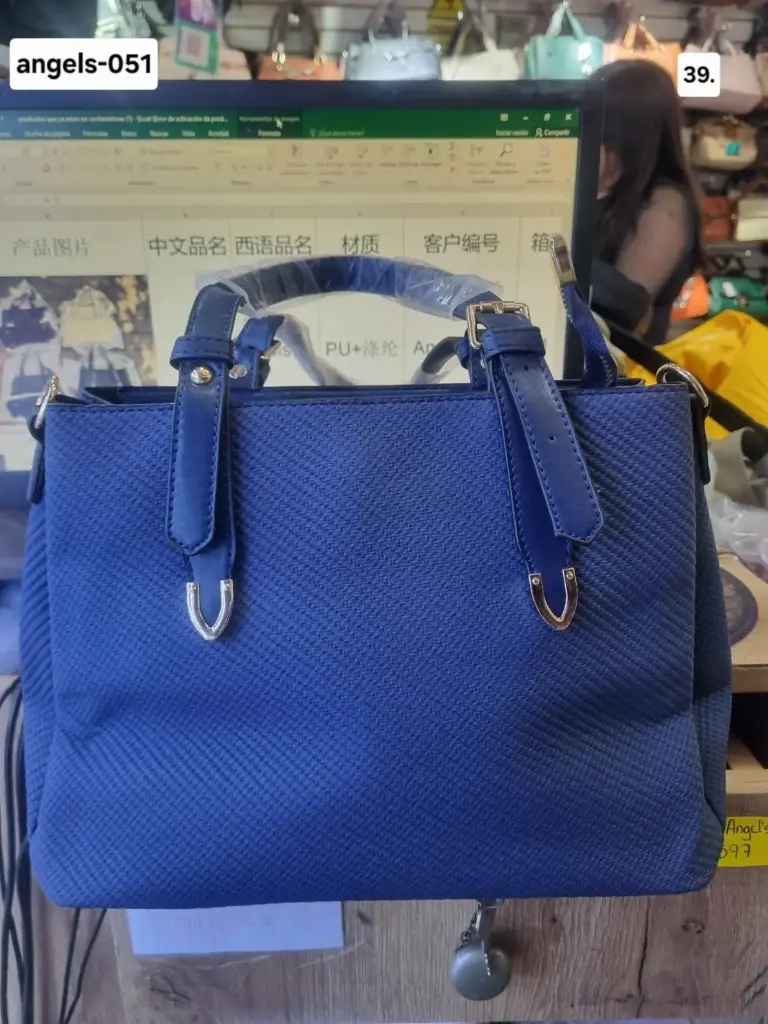 cartera  textura azul